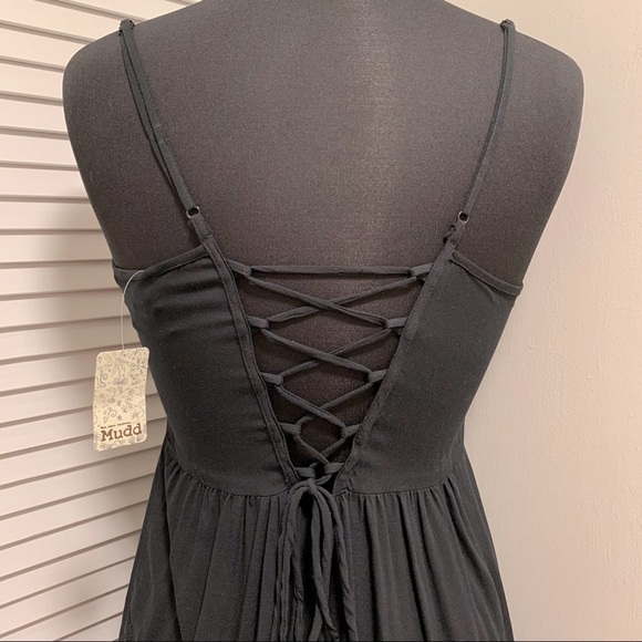Nwt Black Ruffle Corset Lace Up Sexy Mini Dress - Picture 11 of 13
